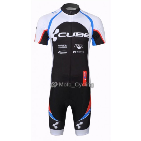 2013 Cube Fietsshirt Korte mouw+Korte fietsbroeken met zeem Kits wit zwart 4002