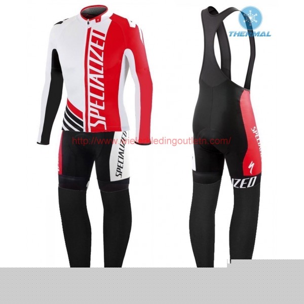 2016 Specialized Pro Team SZK wit-rood Winter Set Wielerkleding Wielershirt lange mouw+Lange fietsbroeken Bib 213721